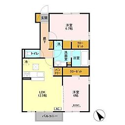 ロシェ　ヒル　II 1階2LDKの間取り