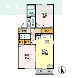 サンボナール 2階2LDKの間取り