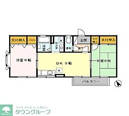 ヒルズランドアイ 2階2DKの間取り