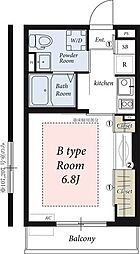 リブリ・アライ 2階1Kの間取り