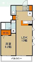 パセオ 1階1LDKの間取り