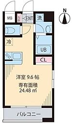 パインタワー 9階ワンルームの間取り