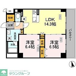 カスタリア西船橋II 4階2LDKの間取り
