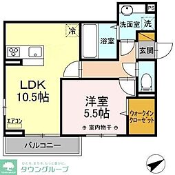 グランディオ西船 2階1LDKの間取り