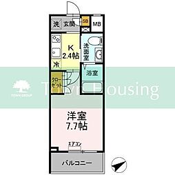 イーストサイドレジデンス 1階1Kの間取り