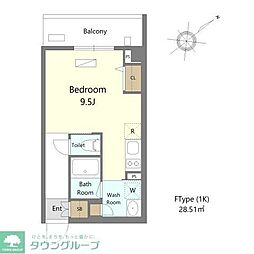Alivis浦安 ワンルームの間取図画像