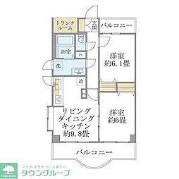 西船橋スクエアガーデン 2DKの間取図画像