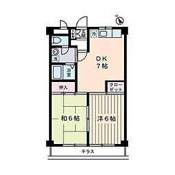 グレース・K 2DKの間取図画像