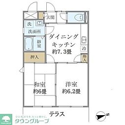 フォルス船橋3 2DKの間取図画像