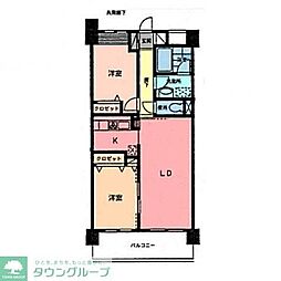 グレースコート市川妙典 2LDKの間取図画像