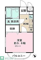 グランドヴィル487 1Kの間取図画像