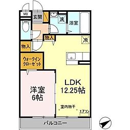 ブランシュールB棟 1LDKの間取図画像