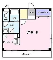 タウンヒルズサクラ 1Kの間取図画像