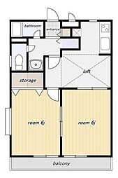 ウインドチャイム 2DKの間取図画像