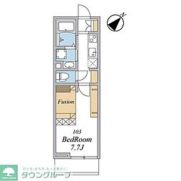 ウィンドテラス船橋宮本I 1Kの間取図画像