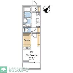 ウィンドテラス船橋宮本I 1Kの間取図画像