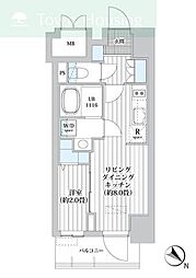 レフィールオーブ南行徳駅前 1LDKの間取図画像