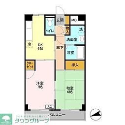 夏見ショッパーズマンション 2DKの間取図画像