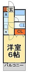 プラム・メゾン 1Kの間取図画像