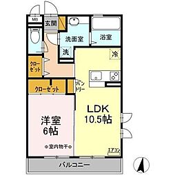 薬円台壱番館A 1LDKの間取図画像