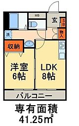 リヴェール青山 1LDKの間取図画像
