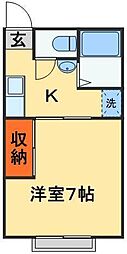 ウエストシップC棟 1Kの間取図画像