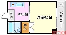 メゾンYS 1Kの間取図画像