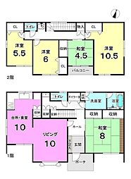 JR千歳線 恵庭駅 徒歩30分 5LDKの間取り