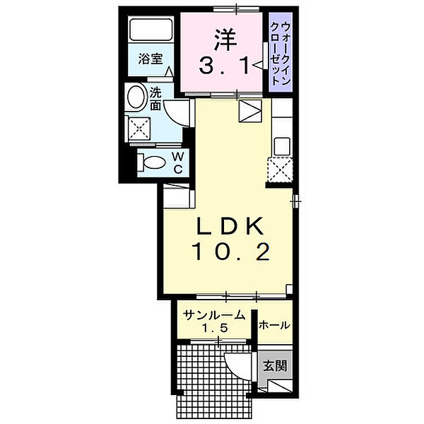 ルピナス 104｜千葉県野田市桜台(賃貸アパート1LDK・1階・36.25㎡)の写真 その2