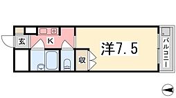 ロッキーコート太子 1Kの間取図画像