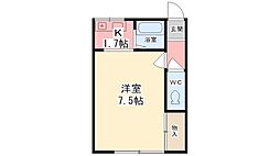 アルスランフラット 1Kの間取図画像