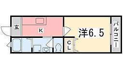 ウエストヒルズ 1Kの間取図画像