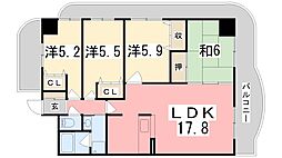 手柄アートスカイハイツ 4LDKの間取図画像