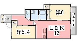 グランドゥール英賀保D 2LDKの間取図画像