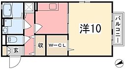 プランドール今在家B棟 1Kの間取図画像