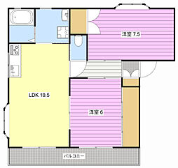 ピュアタウンS 2LDKの間取図画像