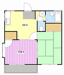 シャロム・F 2DKの間取図画像