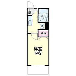 睦町ハイツ 3階1Kの間取り