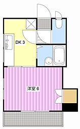 リバーヴィレッジ 1DKの間取図画像