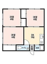 みどり荘 3DKの間取図画像