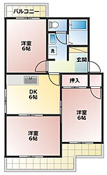 デイ・ブレイク 3DKの間取図画像