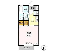 かけがわ寮 1Kの間取図画像