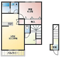 エムズコート春岡 1LDKの間取図画像