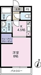 ララヒルズPART1 1Kの間取図画像