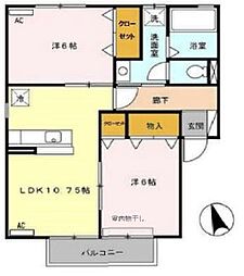 あきのグリーンスクエア 2LDKの間取図画像