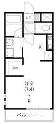 ララヒルズPART1 1Kの間取図画像