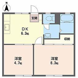 パナハイツ大石 2DKの間取図画像