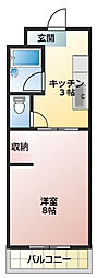 SunnyMansion1 1Kの間取図画像