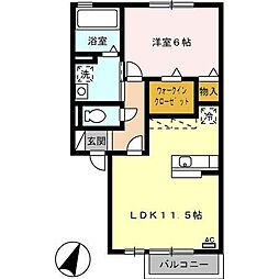 ウィルフィールドA 1LDKの間取図画像
