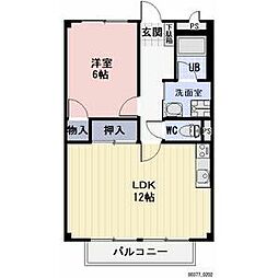 Surplus長沢 1LDKの間取図画像